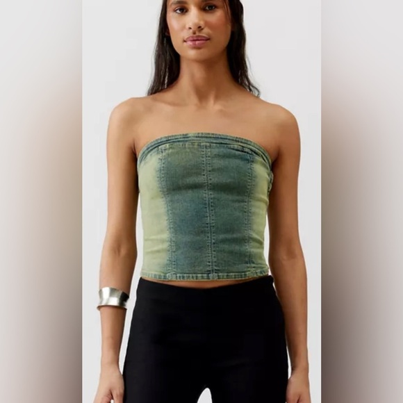 Silence + Noise‎ Charli Denim strapless Tube Top size large brand new - Picture 1 of 4